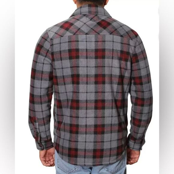 Men’s Freedom Foundry Gray/red/black Plaid Fleece Shirt / Shacket Lined Size XXL - Picture 6 of 9
